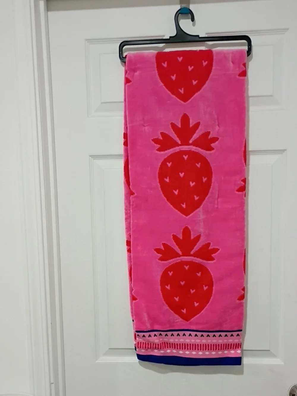 Pink & Red Strawberry Pattern Beach Towel Very Soft And Heavy